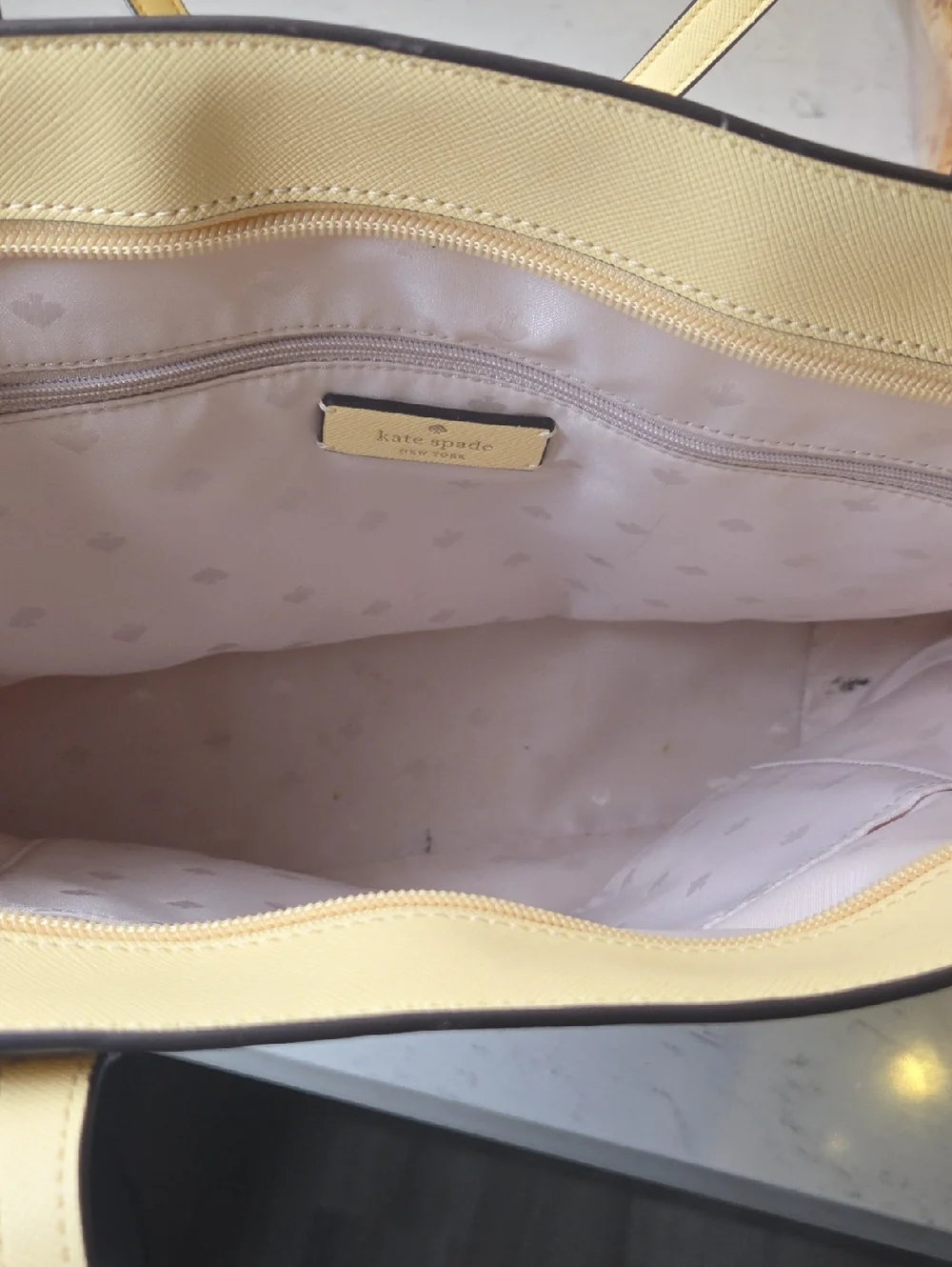 Kate Spade Yellow Leather Flower Tote Bag And Dust cover Nwot $359 Retail